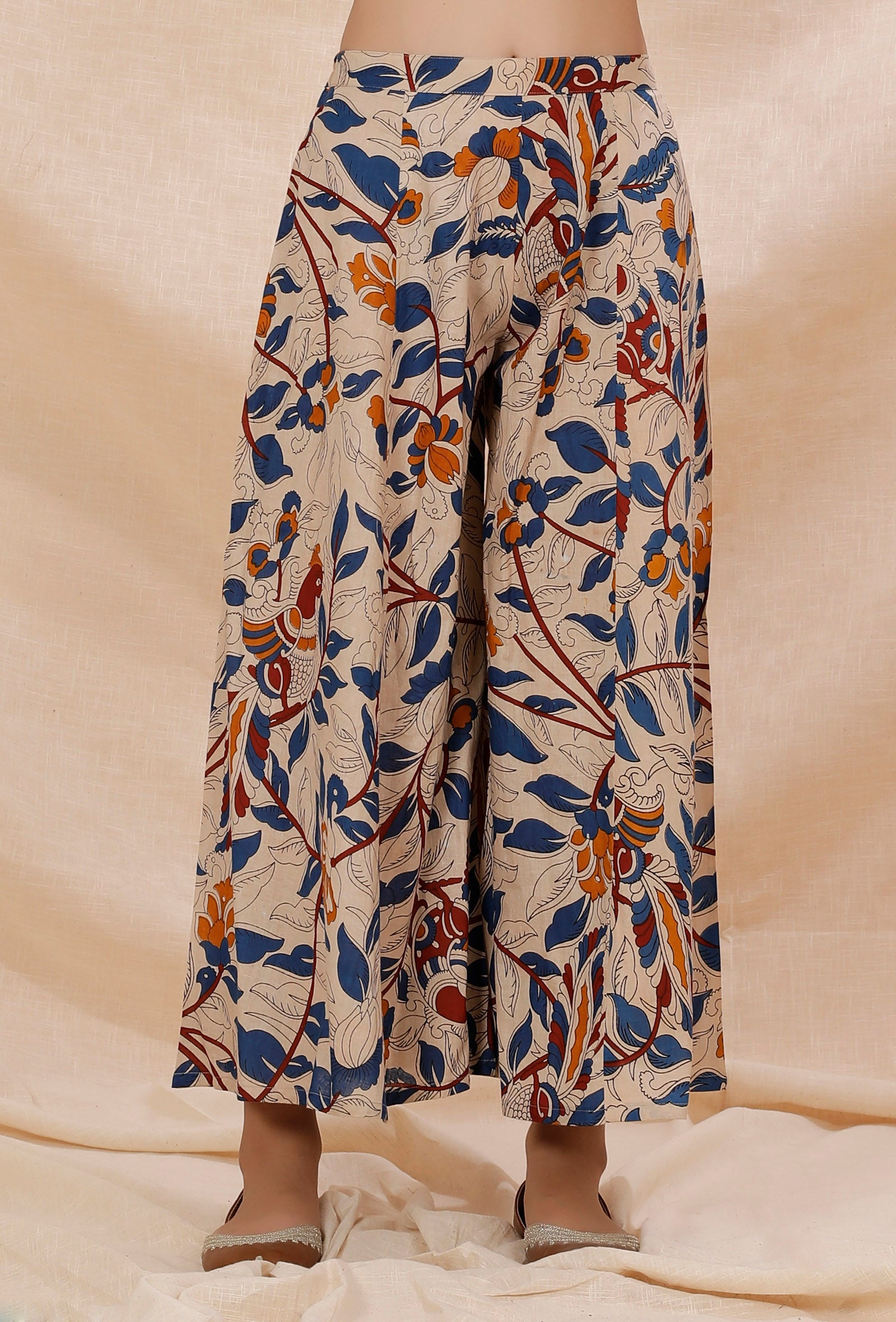 Custom Designer Boho Pants in Kalamkari Block Print Fabric With Indigo  Fabric Side Strips - Etsy